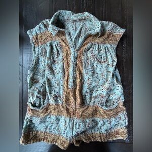 Free People Romper - brown and blue size small